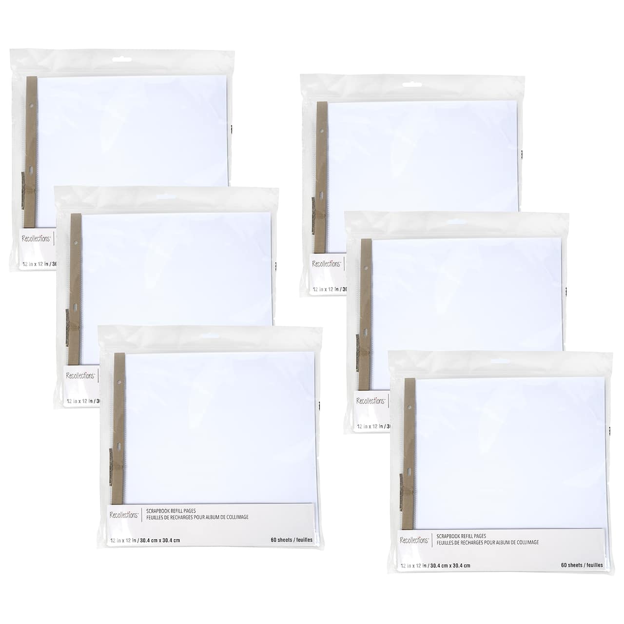 6 Packs: 60 ct. (360 total) 12" x 12" White Scrapbook Refill Pages by Recollections™